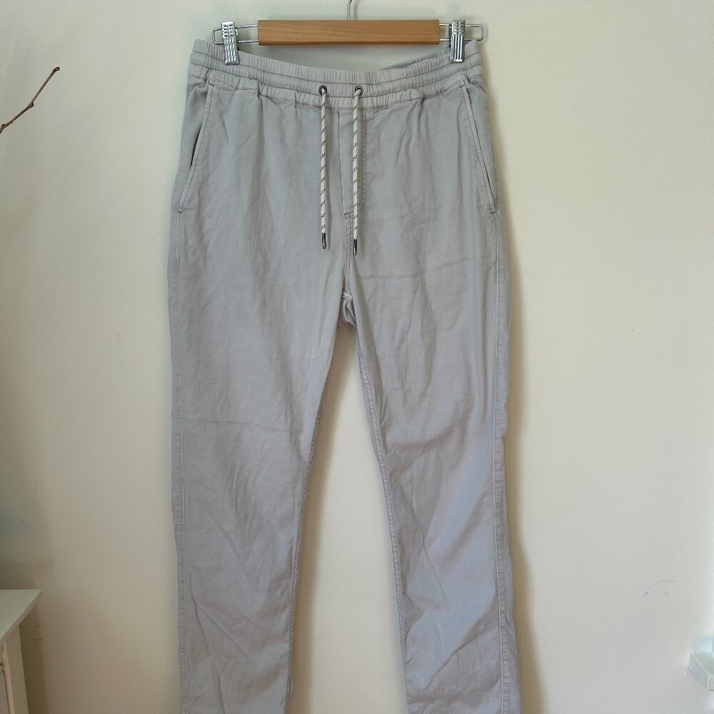 Faherty Pull-On Organic Cotton Pants - Sz M, light grey